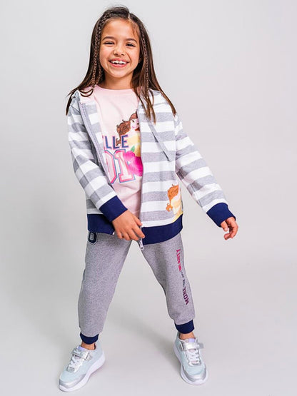 3tlg. Outfit Sweatjacke, Langarmshirt & Hose Disney Princess