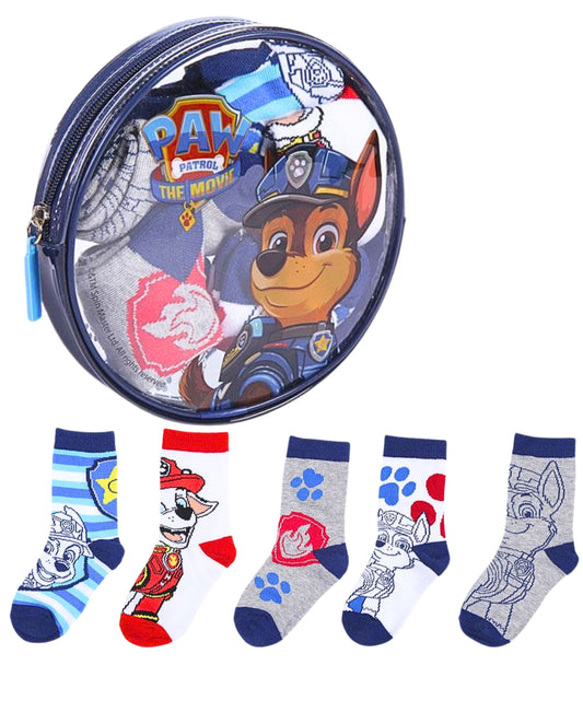 Paw Patrol 5er - Pack Socken im Kulturbeutel Gr. 19-30
