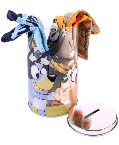 Bluey 4er - Pack Socken in Spardose Gr. 23-30
