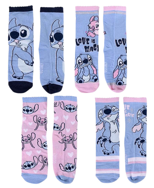 Stitch & Angel 4er - Pack Socken in Spardose Gr. 27-38