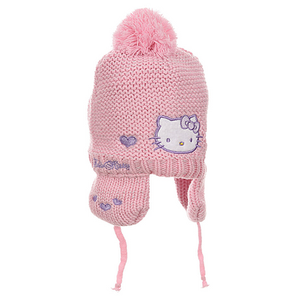 Hello Kitty Baby Mütze gestrickt mit Fleece-Futter