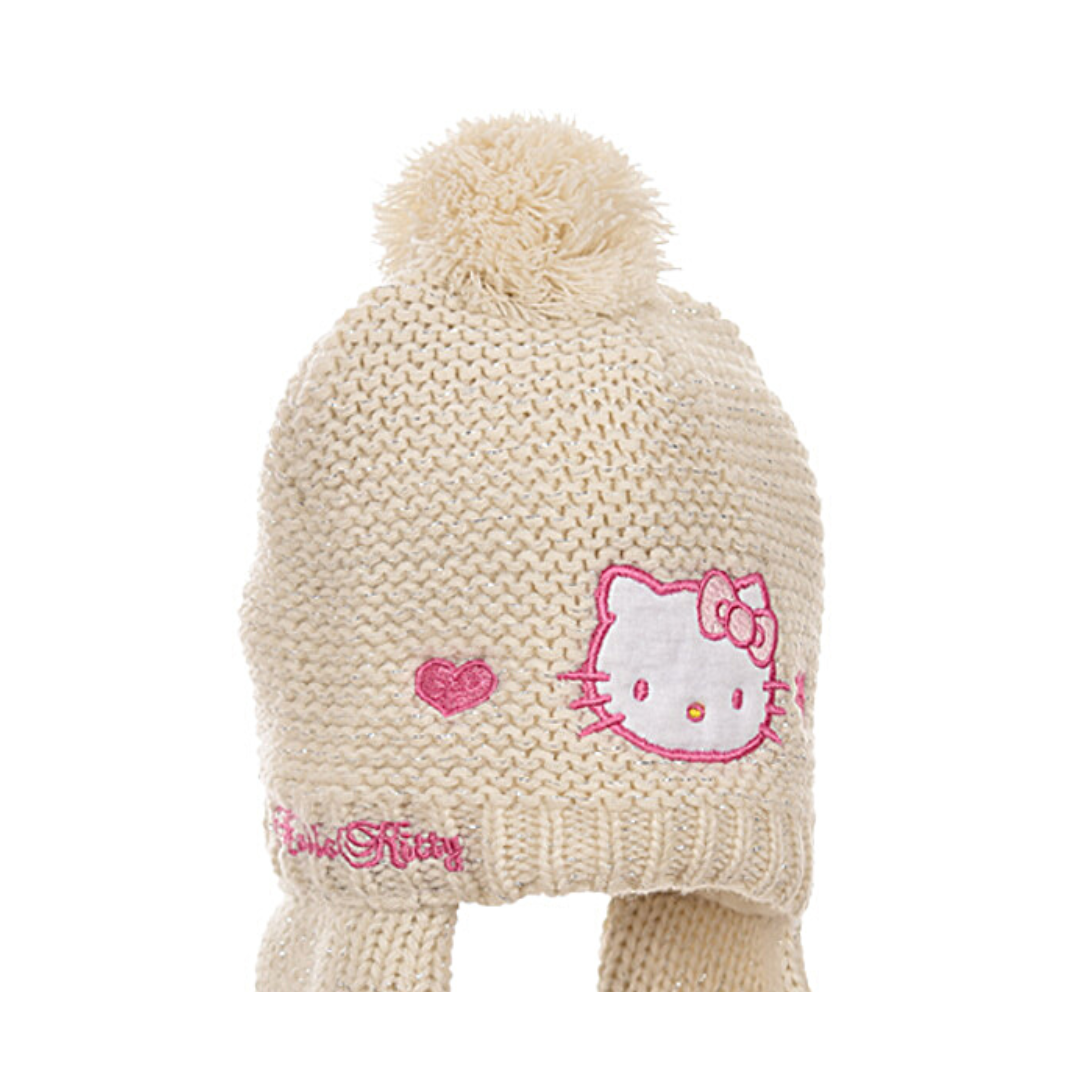 Hello Kitty Baby Mütze gestrickt mit Fleece-Futter