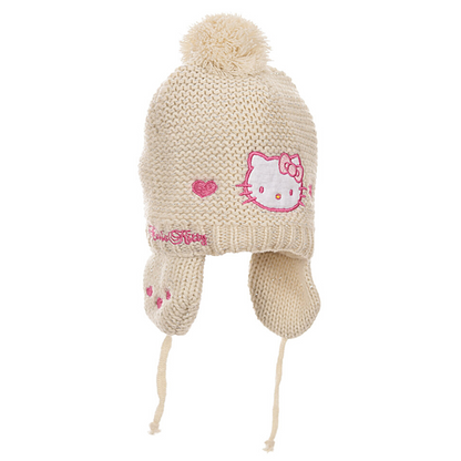Hello Kitty Baby Mütze gestrickt mit Fleece-Futter