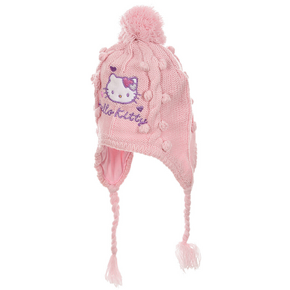 Hello Kitty Baby Mütze gestrickt mit Zöpfen