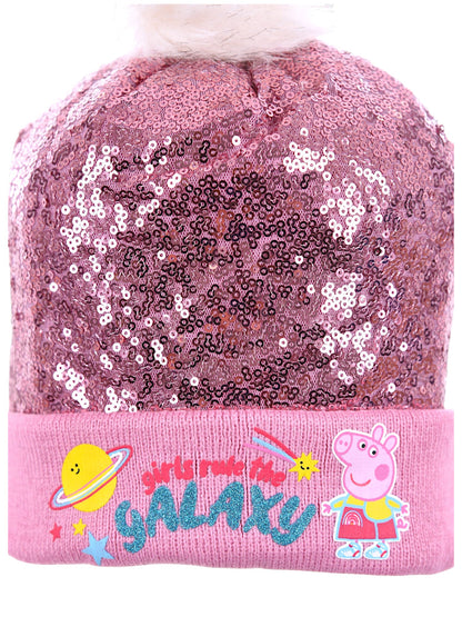 Peppa Pig Winter Set Mütze mit Pailletten & Handschuhe