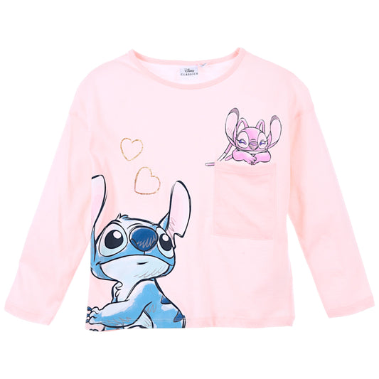 Disney Stitch Langarmshirt mit Glitzer für Mädchen Gr. 98 - 128 cm
