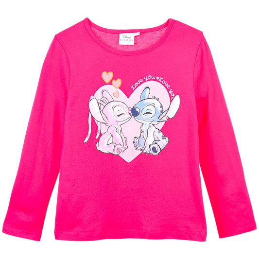 Disney Stitch Langarmshirt mit Glitzer für Mädchen Gr. 98 - 128 cm