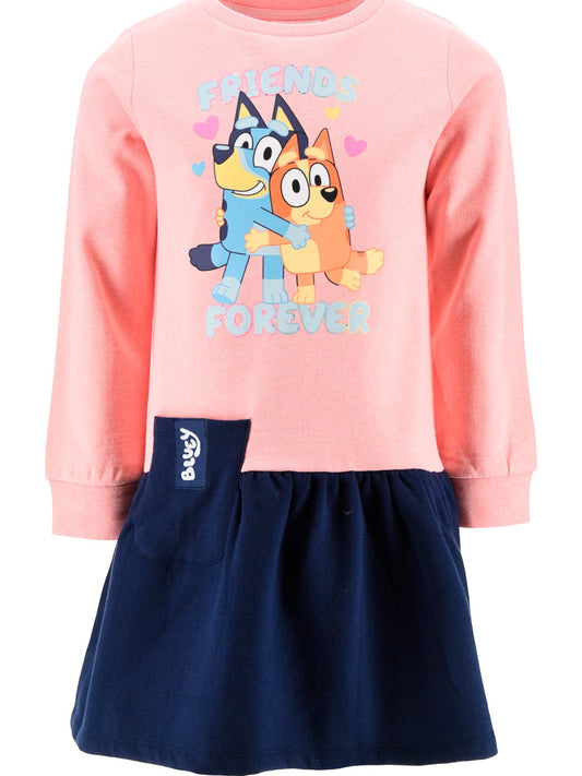 Bluey Mädchen Sweatkleid mit Friends-Print und Tasche