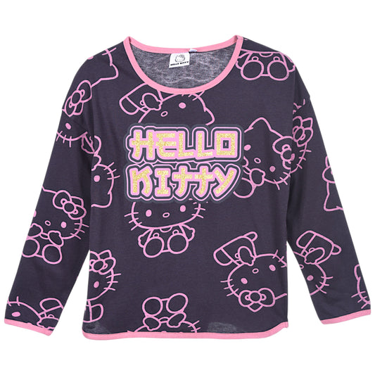 Hello Kitty Langarmshirt mit Glitzer für Mädchen Gr. 104 - 152 cm