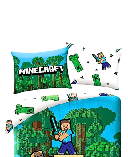 Minecraft Creeper & Steve Bettwäsche Set 2-tlg. 135-140x 200 cm