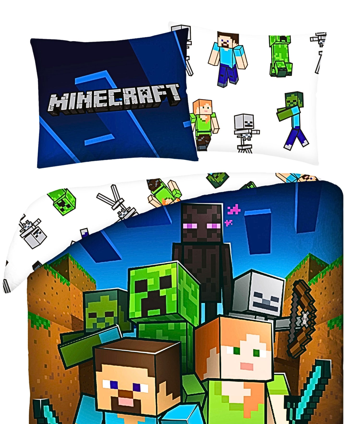 Minecraft Steve & Alex Bettwäsche Set 2-tlg. 135-140x 200 cm