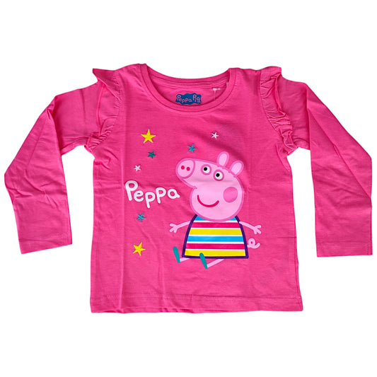 Peppa Pig Langarmshirt mit Rüschen für Mädchen Gr. 92 - 116 cm