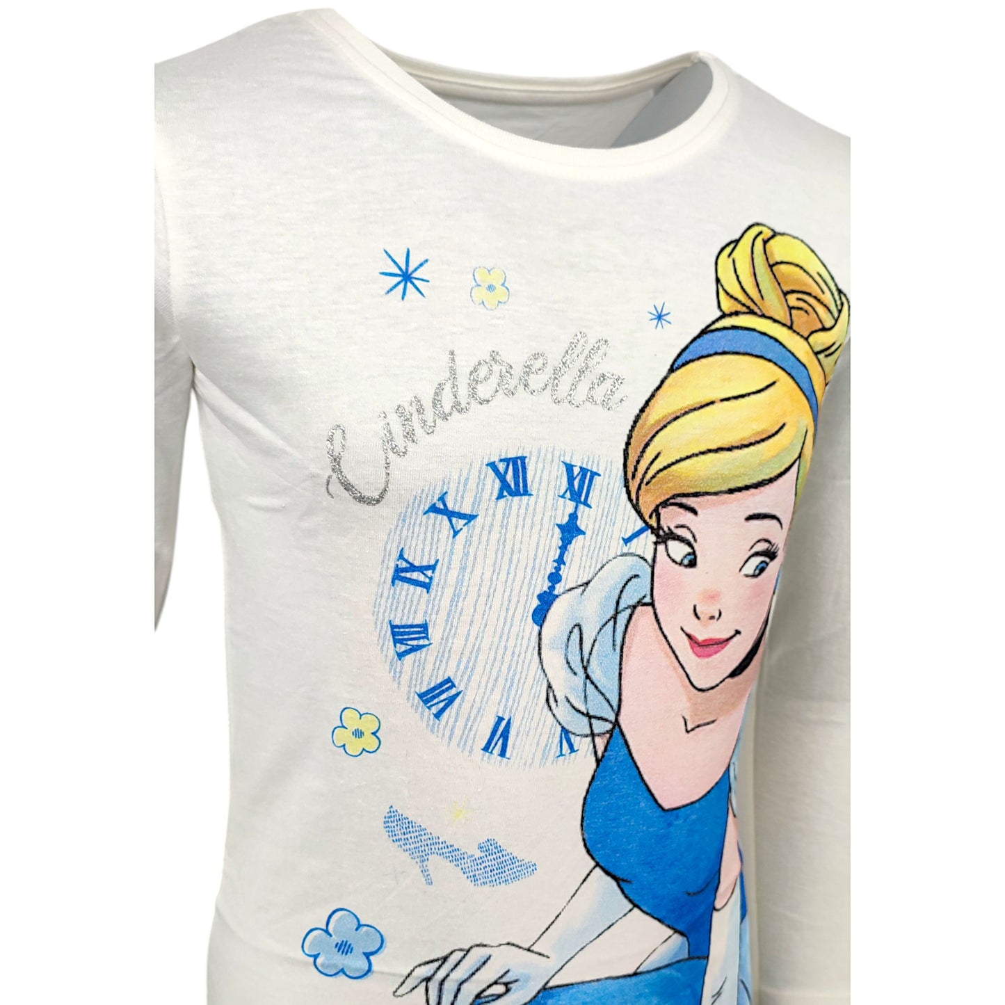 Disney Princess Langarmshirt mit Glitzer Cinderella für Mädchen Gr. 98 - 128 cm
