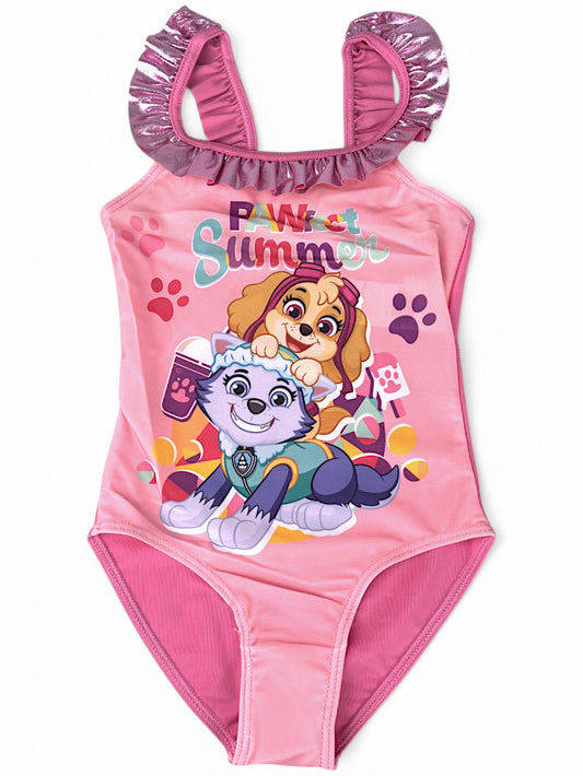 Paw Patrol Badeanzug  mit Rüschendetails & Glitzer Gr.98 -128 cm