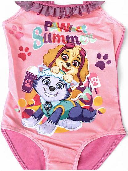 Paw Patrol Badeanzug  mit Rüschendetails & Glitzer Gr.98 -128 cm