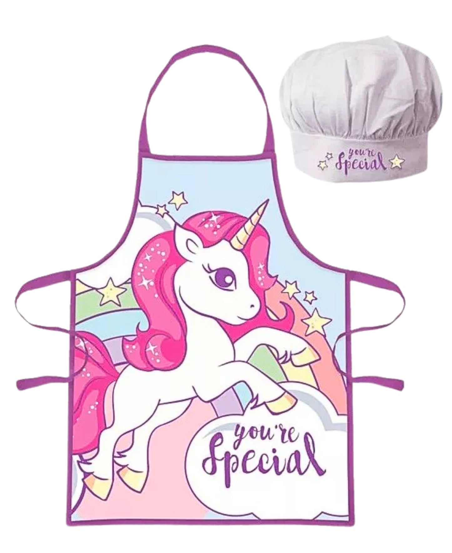 Einhorn Kochschürze Set mit Kochmütze