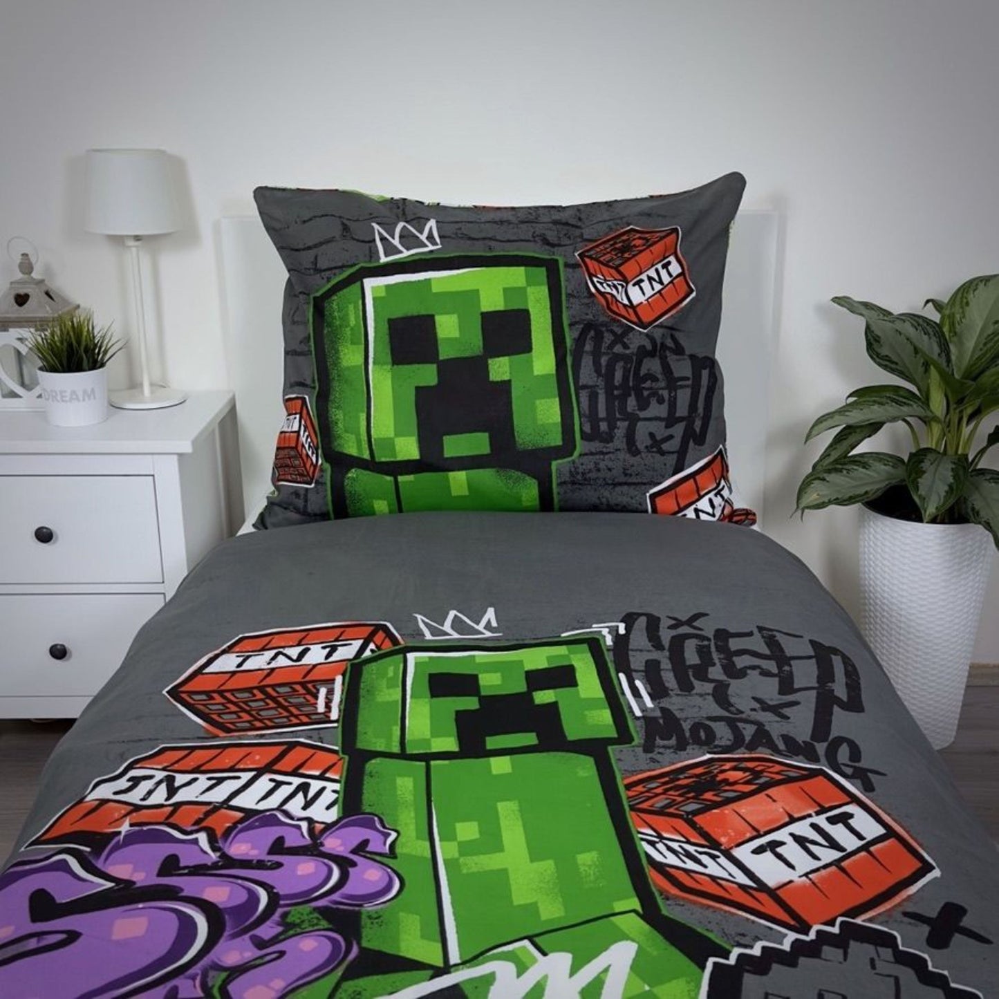 Kinderbettwäsche Minecraft Creeper Set 2-tlg. 135-140 x 200 cm