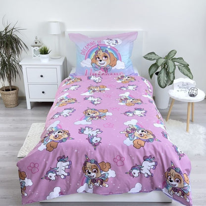 Paw Patrol Kinderbettwäsche Skye Einhorn Set 2-tlg. 135-140 x 200 cm