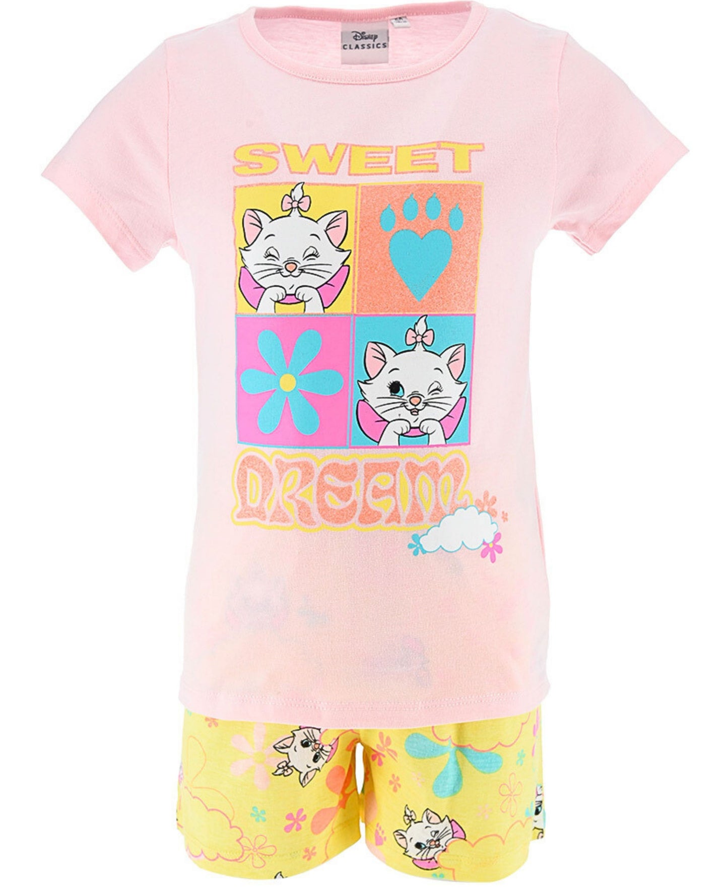 Schlafanzug kurz Disney Aristocats Marie mit Glitzerdetails