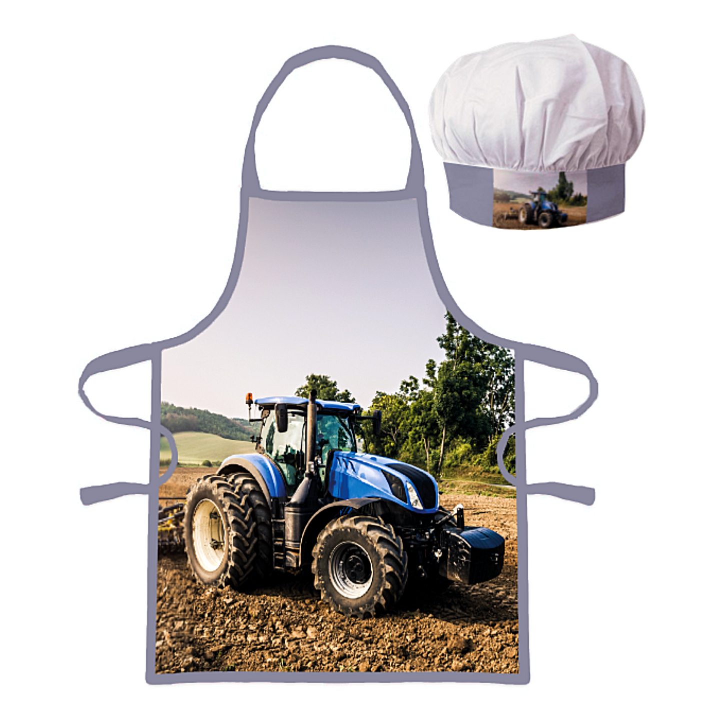 Traktor Kochschürze Set mit Kochmütze für Jungen