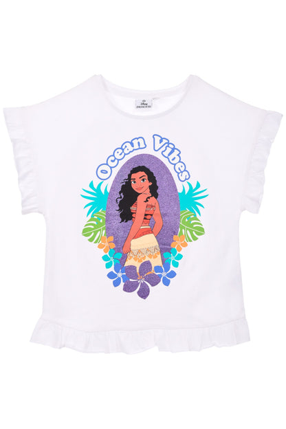Vaiana T-Shirt mit Glitzer & Rüschen für Mädchen Gr. 98 - 128 cm