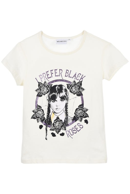 Wednesday T-Shirt für Mädchen mit Glitzer Gr. 116 - 152 cm