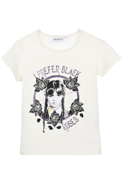Wednesday T-Shirt für Mädchen mit Glitzer Gr. 116 - 152 cm