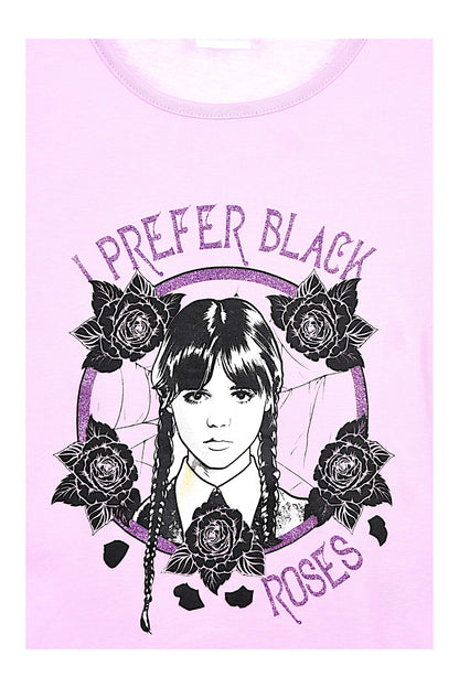 Wednesday T-Shirt für Mädchen mit Glitzer Gr. 116 - 152 cm