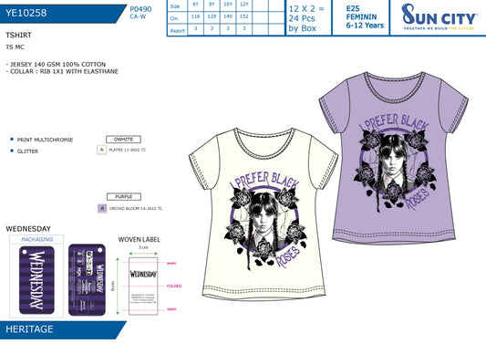 Wednesday T-Shirt für Mädchen mit Glitzer Gr. 116 - 152 cm