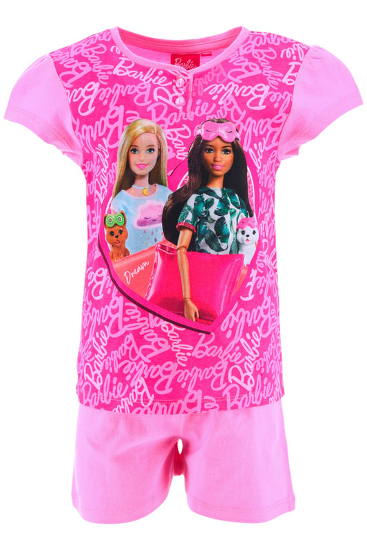 Barbie Schlafanzug kurz  - Shorty für Mädchen Gr. 98 - 128 cm