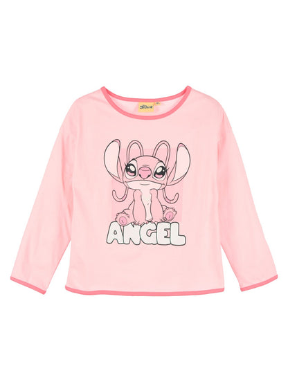 Disney Stitch Angel Mädchen Langarmshirt mit Glitzerprint