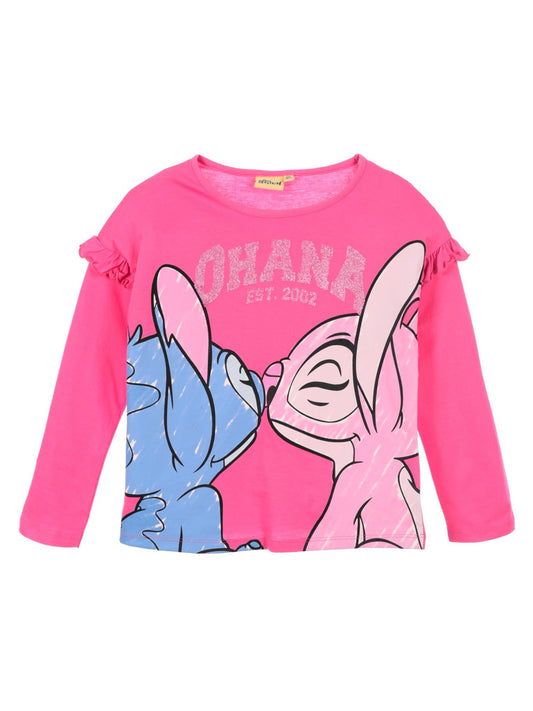 Disney Stitch & Angel Langarmshirt mit Rüschen und Glitzer