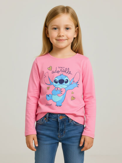 Disney Stitch Langarmshirt mit Herz- und Glitzerprint