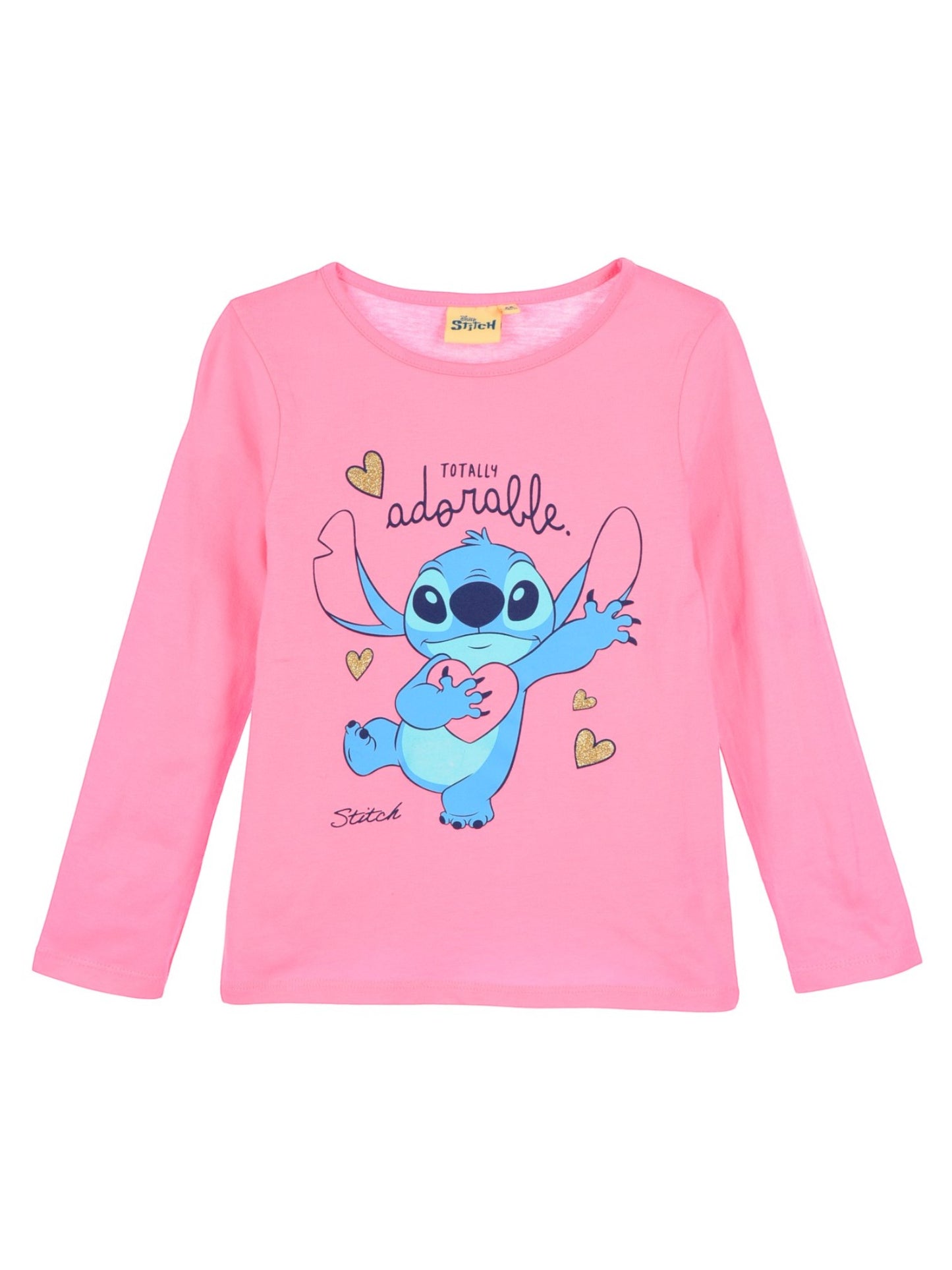 Disney Stitch Langarmshirt mit Herz- und Glitzerprint