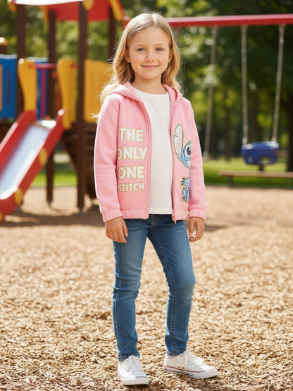 Disney Stitch Mädchen Sweatjacke mit Kapuze und Glitzerprint