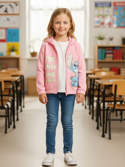 Disney Stitch Mädchen Sweatjacke mit Kapuze und Glitzerprint