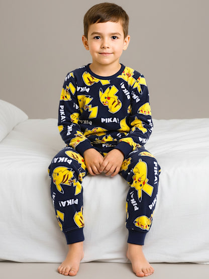 Pokémon Schlafanzug Velours Pikachu Allover-Print