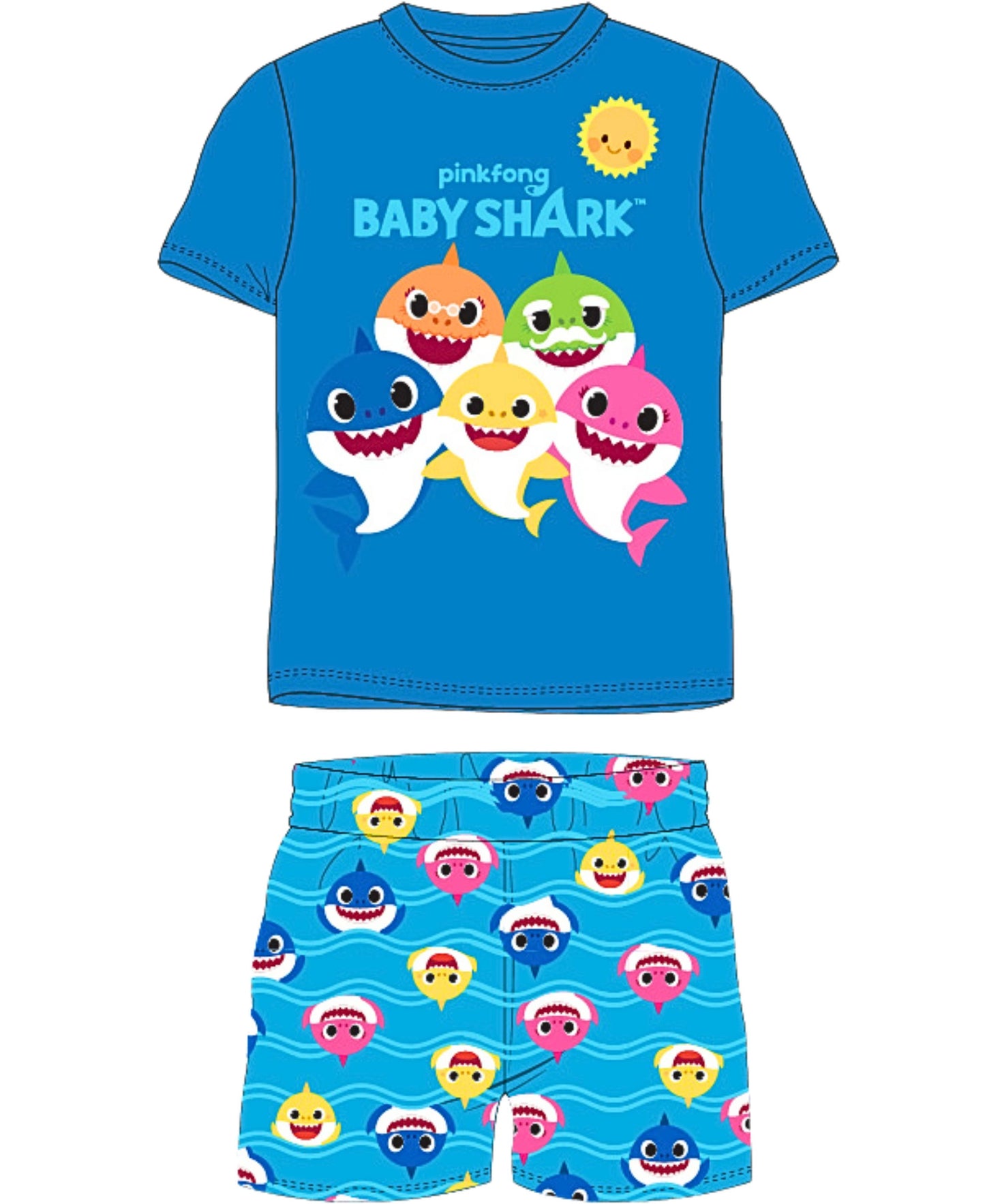 Schlafanzug Baby Shark - Shorty für Kinder