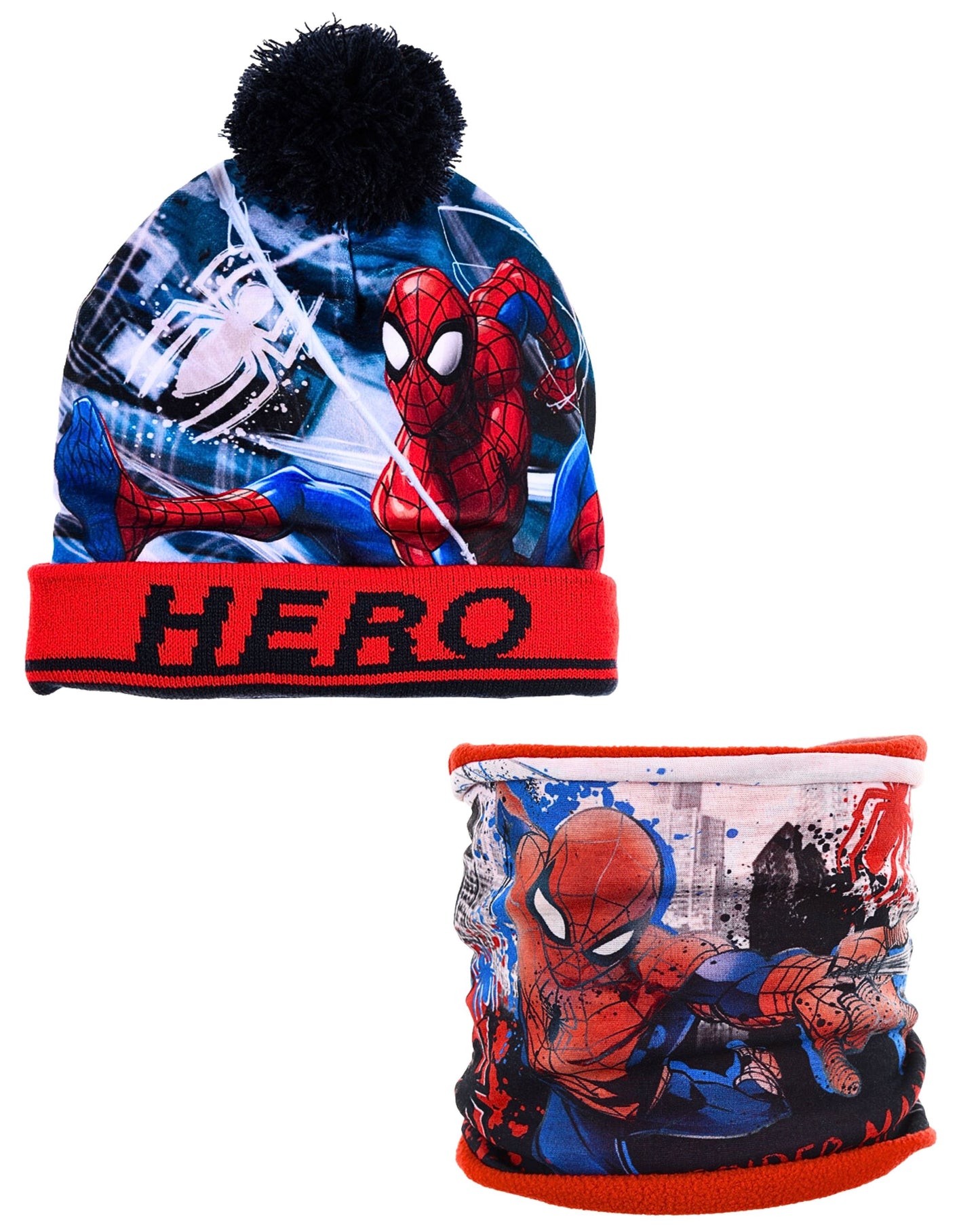 Set Bommelmütze & Schlauchschal Spider-Man für Jungen
