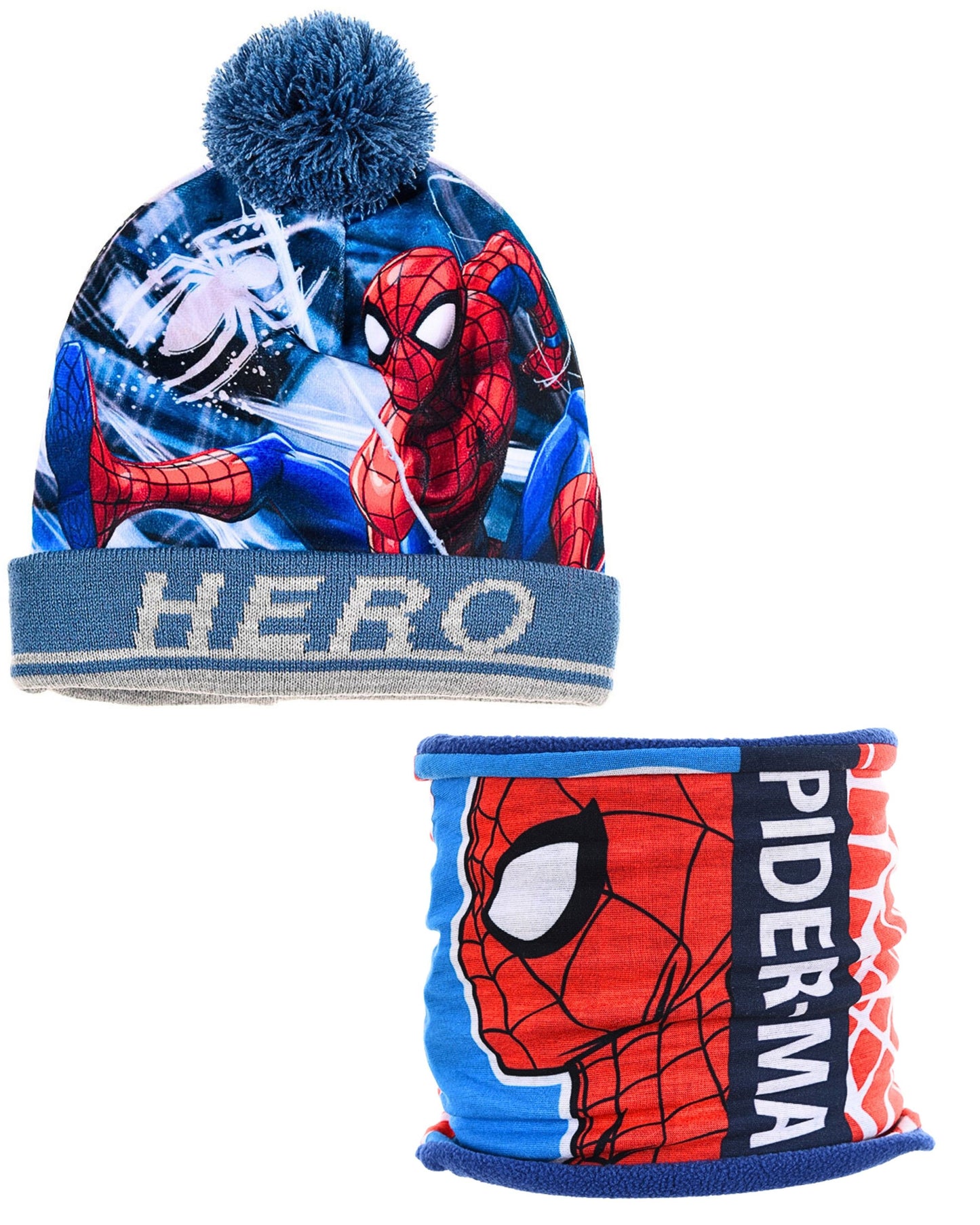 Set Bommelmütze & Schlauchschal Spider-Man für Jungen