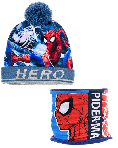 Set Bommelmütze & Schlauchschal Spider-Man für Jungen