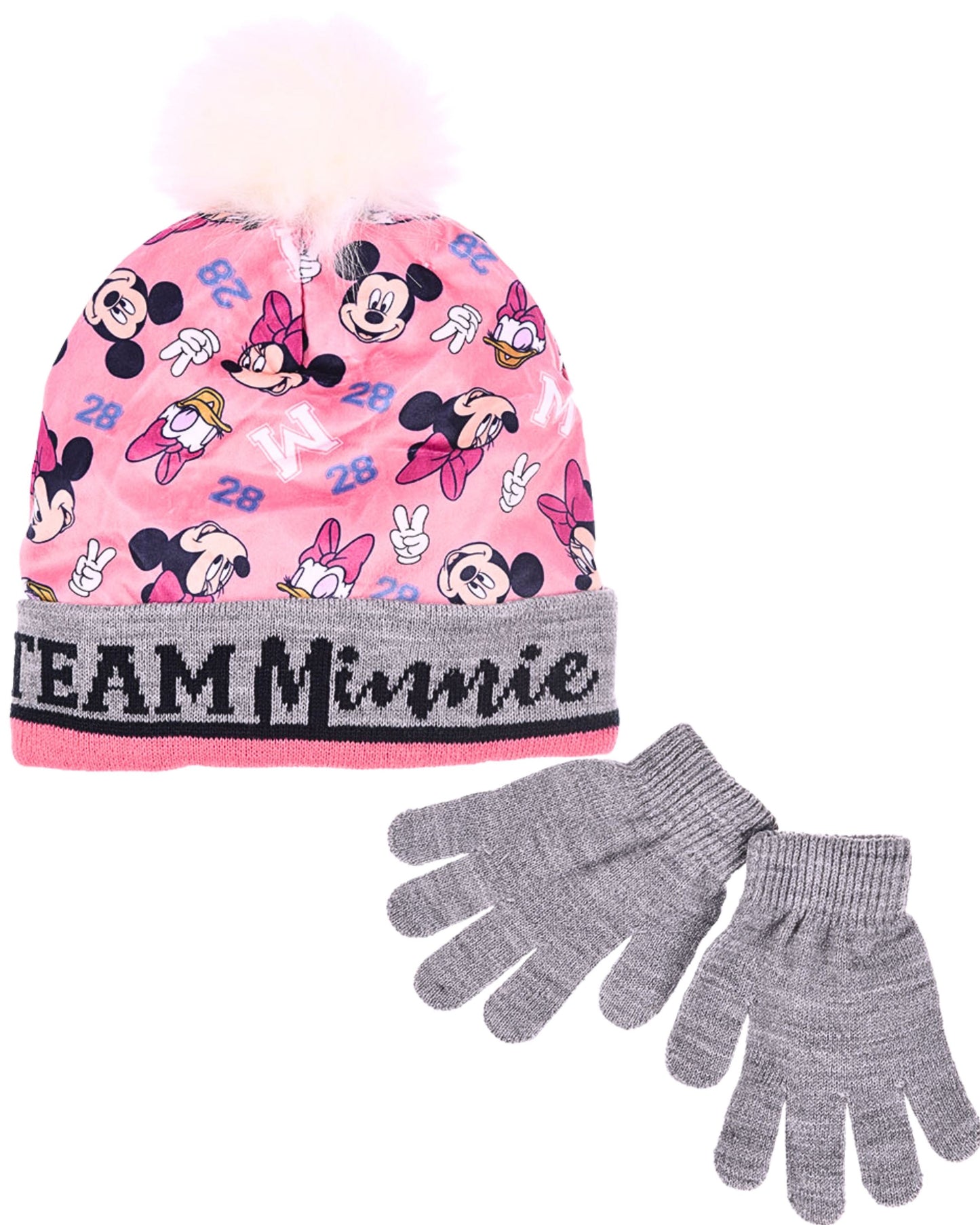 Minnie Mouse Set Bommelmütze & Handschuhe für Mädchen