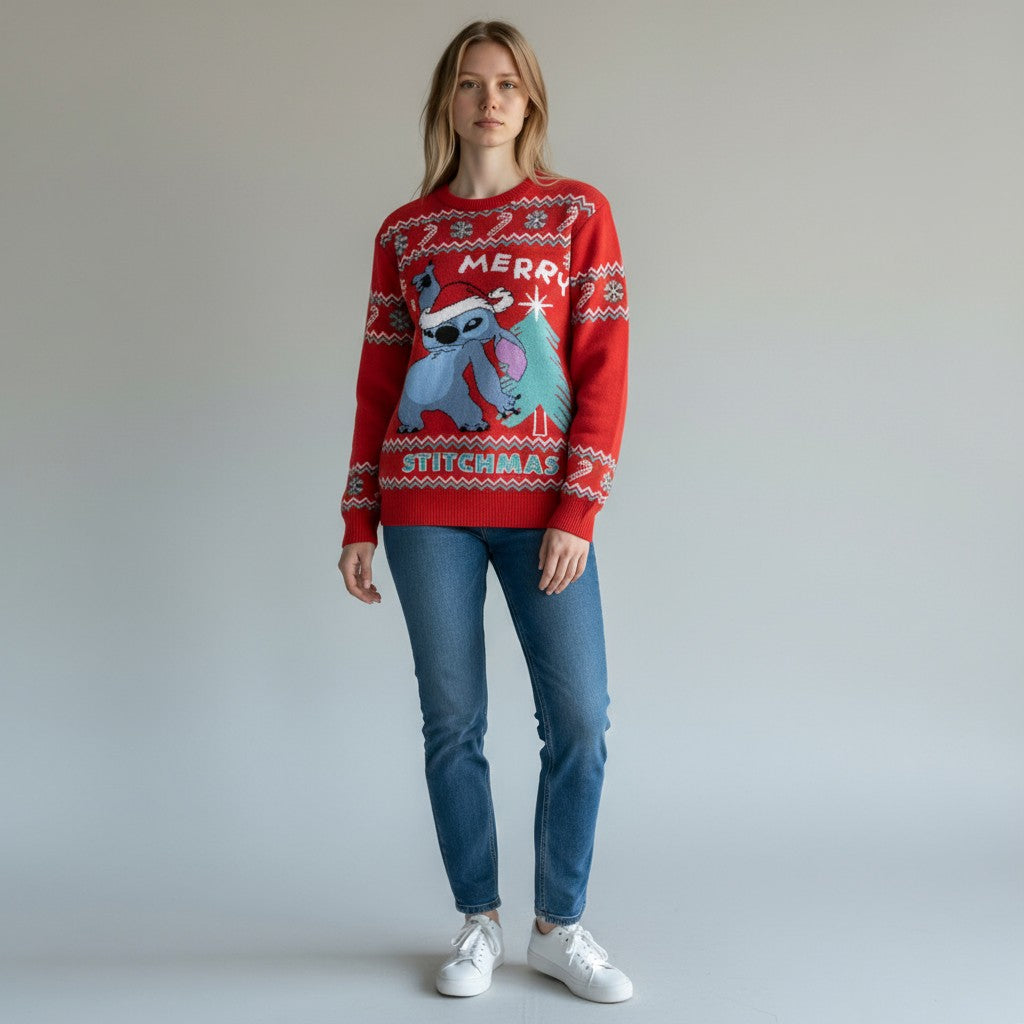 Stitch Strickpullover - Weihnachtspullover Gr. XS-XXL
